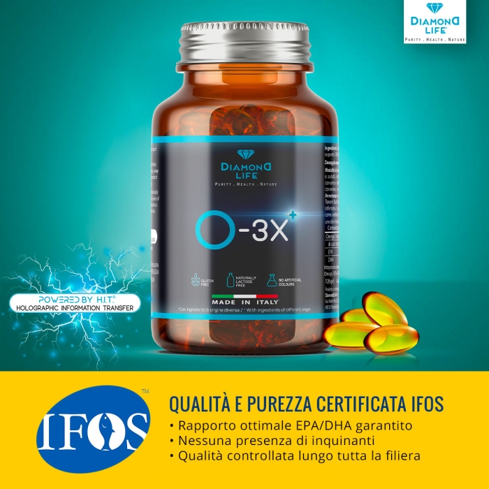 O-3X Powered by H.I.T. | Omega 3 Alaska Aumentato da Olio di Pesce Puro Distillazione Molecolare Senza Retrogusto  | 90 Softgel