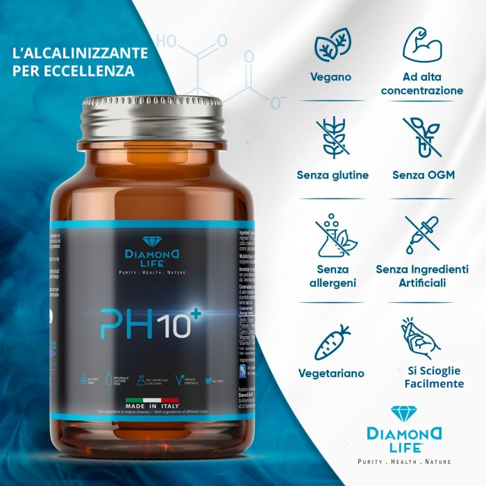 PH10 Powered by H.I.T. - Antiacido Naturale a Base di Potassio, Magnesio, Calcio Corallino Fossile e Vitamina D Aumentati - 200g