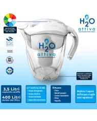 3X Filtri Originali a 7 Fasi per Caraffa H20 Attiva | Pacchetto Convenienza 180 giorni di Acqua Filtrata e Attiva